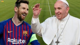 Lionel Messi und Papst Franziskus (Bild: AFP/APA/Alberto PIZZOLI, APA/PAU BARRENA, GEPA)