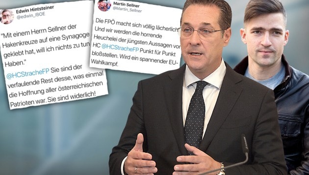 Hohe Mitglieder der Identitären attackieren FPÖ-Chef und Vizekanzler Heinz-Christian Strache scharf. (Bild: APA, stock.adobe.com, krone.at-Grafik)