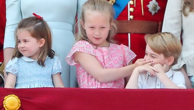 Prinz George und Prinzessin Charlotte beim Herumblödeln mit Savannah Phillips (Bild: AFP)