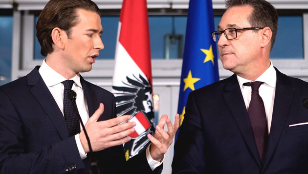 VP-Bundeskanzler Sebastian Kurz und FP-Vizekanzler Heinz-Christian Strache (Bild: AFP)
