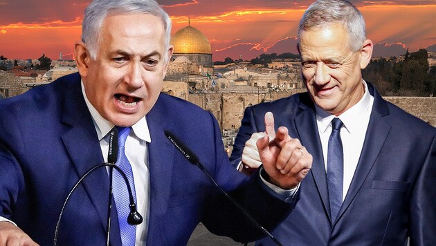 Benjamin Netanyahu (li.) und Benny Gantz konnten sich auf eine Koalition einigen. (Bild: AFP, stock.adobe.com, krone.at-Grafik)