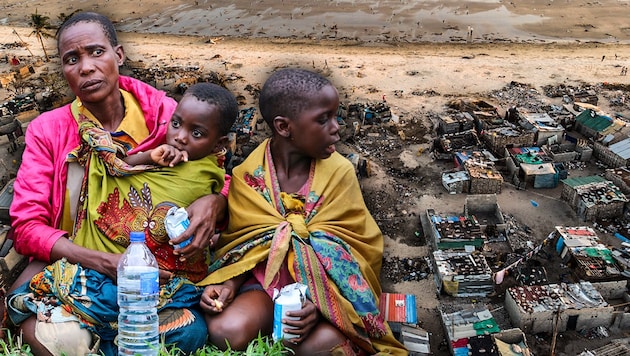 In Mosambik droht eine humanitäre Katastrophe (Bild: AFP, krone.at-Grafik)