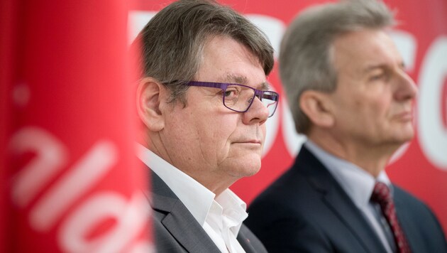 GPA-Vorsitzender Wolfgang Katzian und ÖGB-Präsident bei einer FSG-Veranstaltung (Bild: APA/GEORG HOCHMUTH)