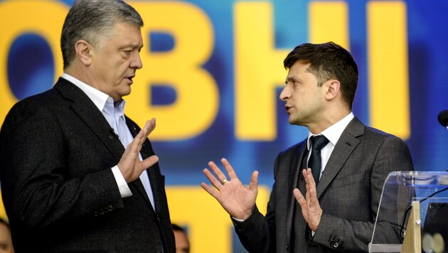 Der amtierende Präsident Petro Poroschenko und Herausforderer Wolodymyr Selenskyj (Bild: AFP)