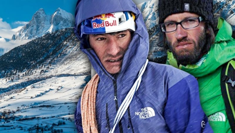 In den Rocky Mountains tödlich verunglückt: David Lama (28) und Hansjörg Auer (35) (Bild: AFP, facebook.com, krone.at-Grafik)