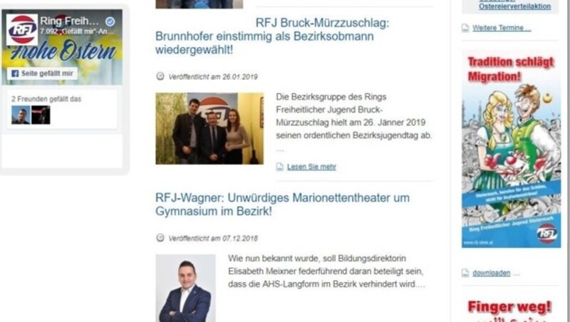 Screenshot der RFJ-Steiermark-Webseite (Bild: Screenshot/RFJ)