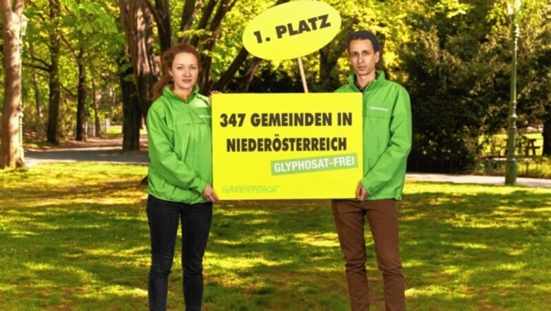 Marianne Fobel und Sebastian Theissing-Matei von Greenpeace (Bild: Greenpeace/Astrid Schwab)