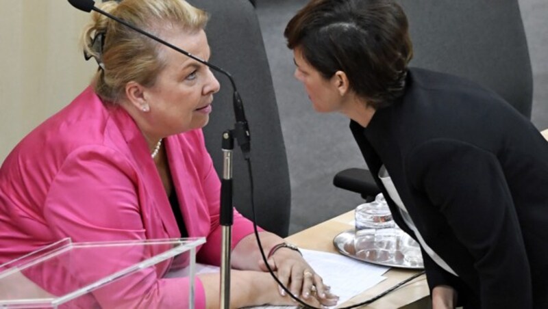 Sozialministerin Beate Hartinger-Klein (FPÖ, li.) und SPÖ-Chefin Pamela Rendi-Wagner (Bild: APA/ROBERT JAEGER)