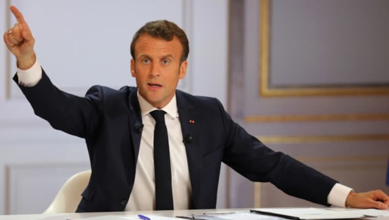 Frankreichs Präsident Emmanuel Macron (Bild: APA/AFP/Ludovic Marin)