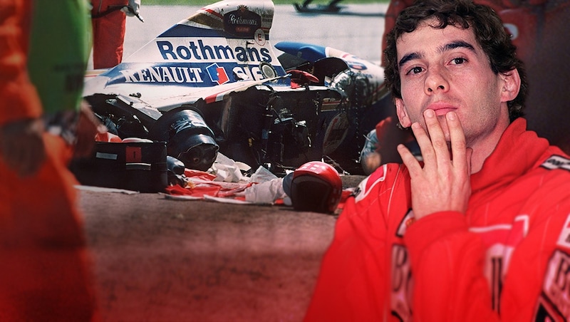 Ayrton Senna (Bild: APA/AFP/JEAN-LOUP GAUTREAU, krone.at-Grafik)