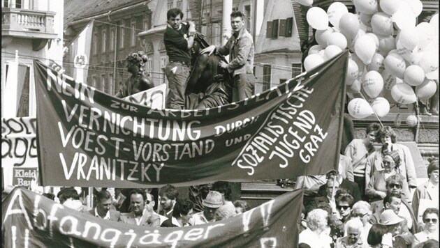 1. Mai 1987 in Graz. (Bild: Radspieler Jürgen)
