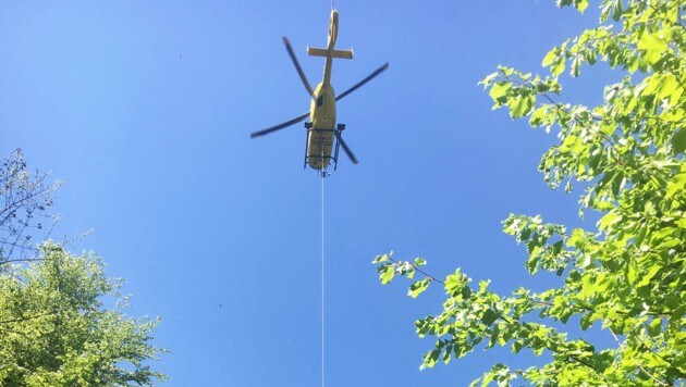 Der Lenker wurde mit dem Hubschrauber geborgen. (Bild: APA/FF EISBACH-REIN)
