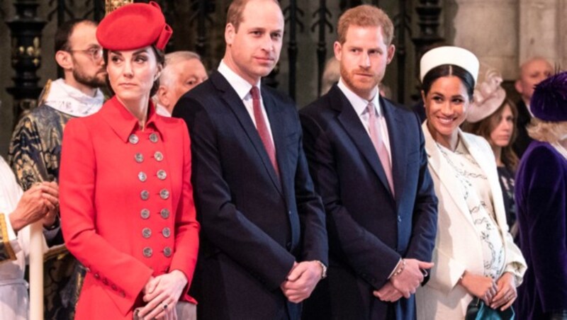 Herzogin Kate, Prinz William, Prinz Harry und Herzogin Meghan (Bild: AFP)