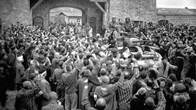 Das KZ Mauthausen nach der Befreiung durch US-Truppen am 6. Mai 1945 (Bild: US National Archives)