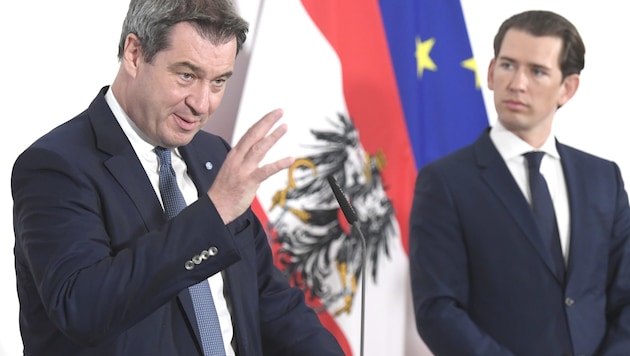 Der CSU-Vorsitzende und bayrische Ministerpräsident Markus Söder mit Bundeskanzler Sebastian Kurz (Bild: APA/HANS KLAUS TECHT)