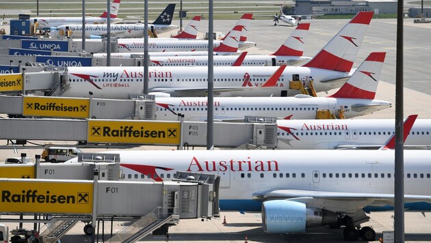 Flugzeuge am Flughafen Wien-Schwechat (Bild: APA/Helmut Fohringer)