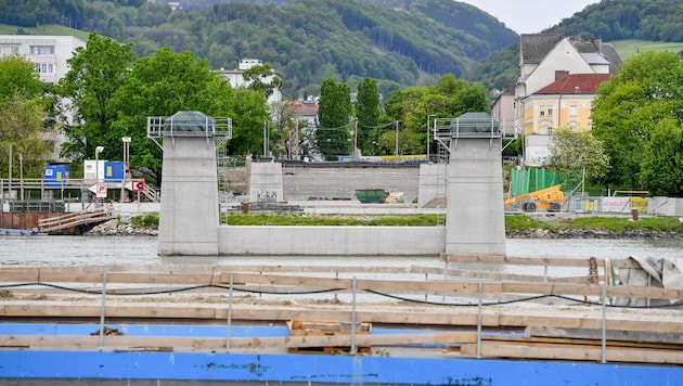 Brückenpfeiler für die Neue Donaubrücke in Linz. (Bild: Harald Dostal)