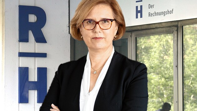 Margit Kraker, Präsidentin des Rechnungshofes (Bild: Rechnungshof/Vyhlanek, APA/Harald Schneider, krone.at-Grafik)