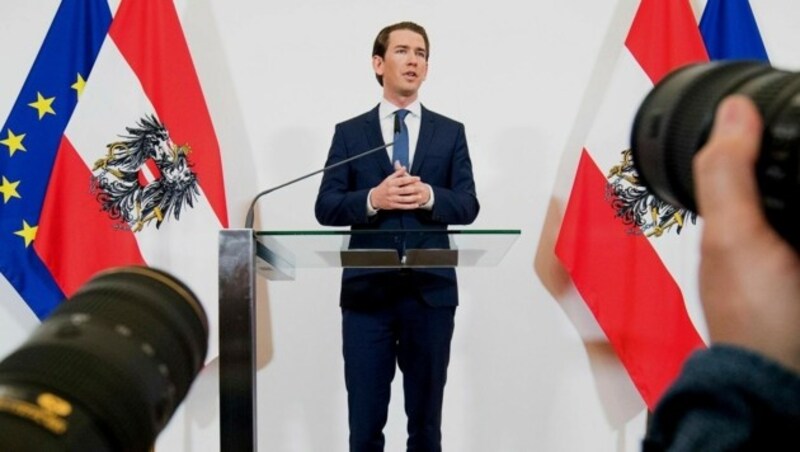 Bundeskanzler Sebastian Kurz während seines Neuwahl-Statements (Bild: AP)