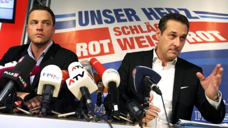 Johann Gudenus und Heinz-Christian Strache (Bild: APA/Helmut Fohringer)