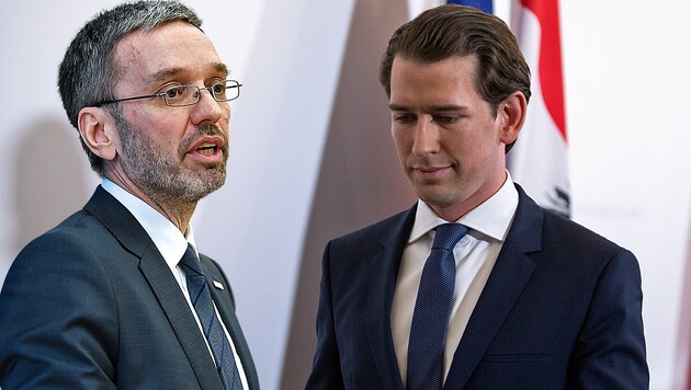 Herbert Kickl und Sebastian Kurz (Bild: APA/AFP/Alex Halada, APA/Barbara Gindl, krone.at-Grafik)