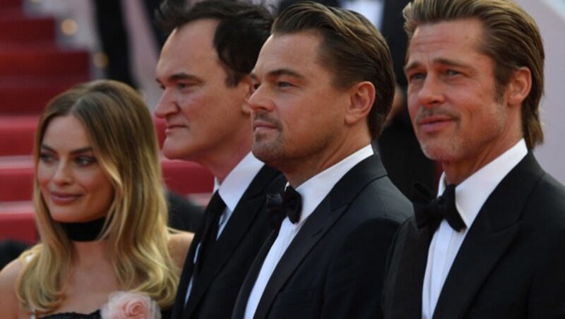 Margot Robbie, Quentin Tarantino, Leonardo DiCaprio und Brad Pitt lösten in Cannes Hysterie aus. (Bild: AFP)