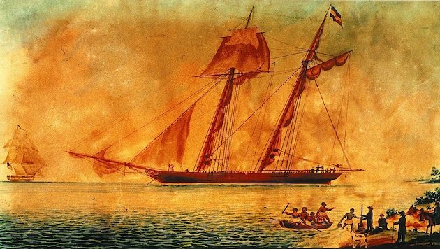 Zeitgenössische Darstellung des Sklavenschiffes La Amistad, das so ähnlich aussah wie die Clotilda (Bild: Wikipedia (Public domain))