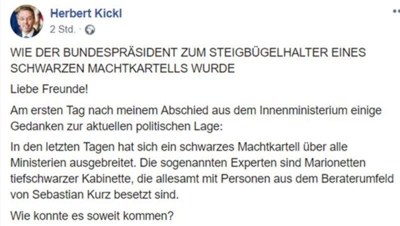 (Bild: Screenshot/facebook.com/herbertkickl)