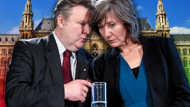 Heute eine Mehrheit - aber Michael Ludwig läuft wegen der Grünen mit Birgit Hebein die Zeit davon. (Bild: APA/HANS KLAUS TECHT, stock.adobe.com, krone.at-Grafik)