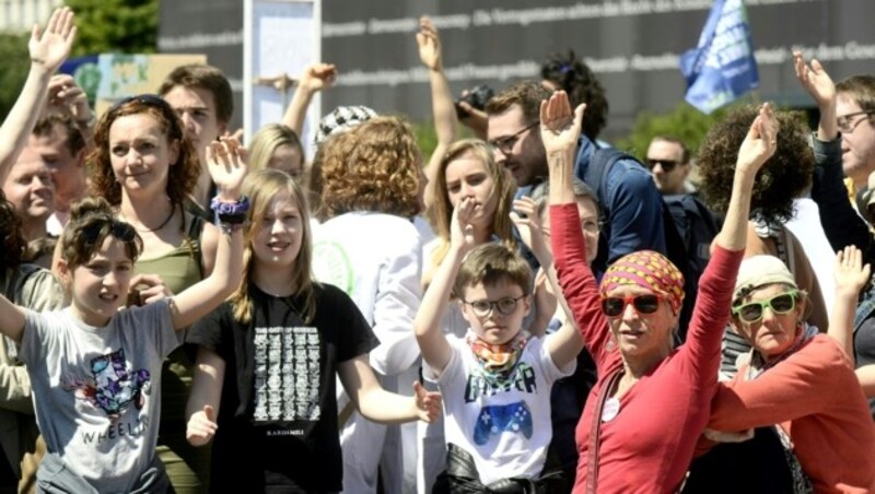 Auch viele Kinder protestieren für den Klimaschutz. (Bild: APA/HERBERT PFARRHOFER)