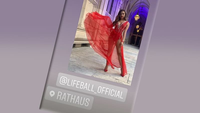 Lili Paul Roncalli zeigte ihre Robe in ihrer Instagram-Story. (Bild: instagram.com/lillypaul, krone.at-Grafik)