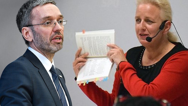 Herbert Kickl (FPÖ) und seine Cousine Daniela, die für die Grünen kandidieren möchte. (Bild: APA/Barbara Gindl, SPÖ Kärnten, krone.at-Grafik)