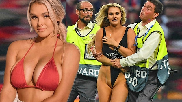 Im Champions League Finale 2019 wurde die bildhübsche Kinsey Wolanski berühmt. (Bild: AFP, Instagram.com, krone.at-Grafik)