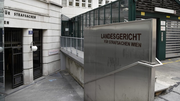 Im Landesgericht Wien – zu sehen ist der alte Eingang – musste der 43-Jährige wegen Missbrauchs Platz nehmen. (Bild: APA/HANS PUNZ)