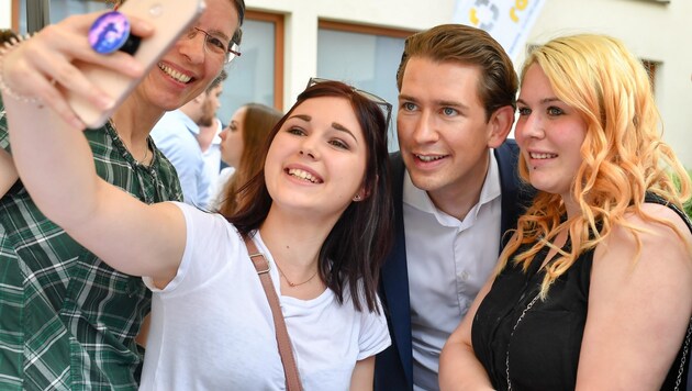 In der Rabmer-Gruppe diskutierte Sebastian Kurz mit Lehrlingen - und da gab’s Selfies. (Bild: Dostal Harald)