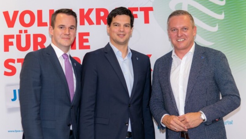 Stefan Hermann, Hannes Amesbauer und Mario Kunasek (Bild: FPÖ Steiermark/Wallner)