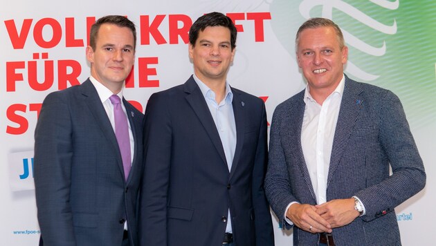 Stefan Hermann, Hannes Amesbauer und Mario Kunasek (Bild: FPÖ Steiermark/Wallner)