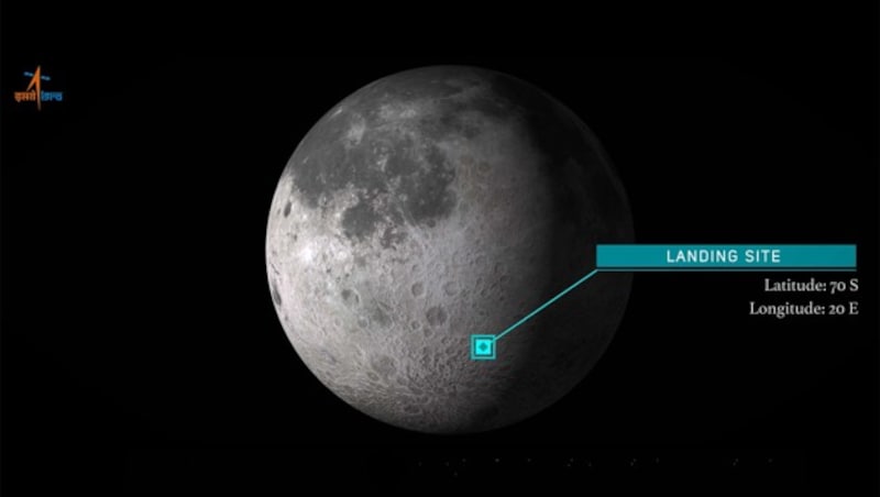 Der geplante Landestelle des Moduls „Vikram“ (Bild: ISRO)