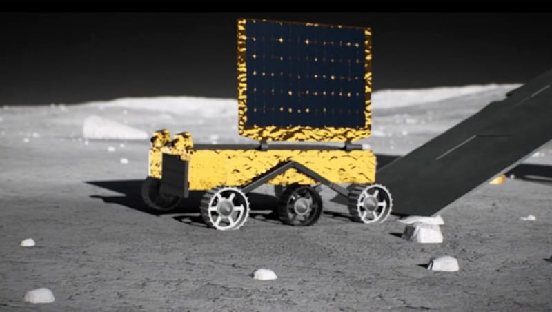 Illustration: Der Rover „Pragyan“ auf der Mondoberfläche (Bild: ISRO)