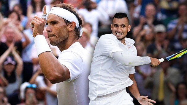 Rafael Nadal (li.) und Nick Kyrgios (Bild: AP, krone.at-Grafik)