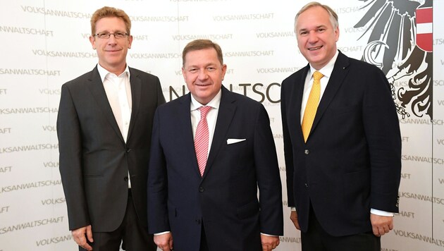 Von links: Bernhard Achitz (SPÖ), Werner Amon (ÖVP) und Walter Rosenkranz (FPÖ) (Bild: APA/HELMUT FOHRINGER)