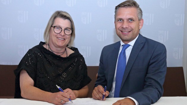 Sozialsprecher Ulrike Wall (FPÖ) und Wolfgang Hattmannsdorfer (ÖVP): Einig gegen Demenz. (Bild: Daniel Kauder)