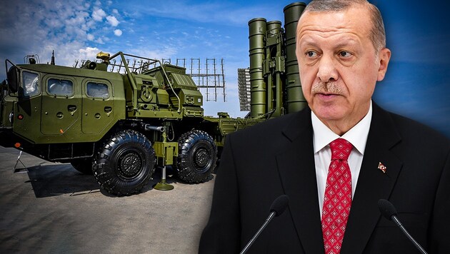Washington hat den türkischen Staatschef Recep Tayyip Erdogan wiederholt davor gewarnt, in Rüstungsfragen mit Russland zu kooperieren. (Bild: APA/AFP/Charly TRIBALLEAU,APA/Alexander NEMENOV, krone.at-Grafik)