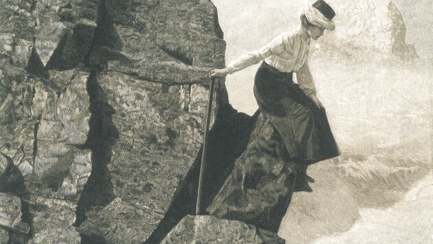 Nicht nur die Bergwelt haben mutige Frauen mühsam erobert. (Bild: Stahlstich nach Theodor Wundt/Sammlung Arnaldo Loner)