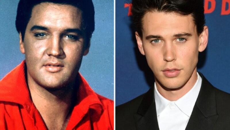 Elvis Presley im Jahr 1964 (l.) wird von Jungstar Austin Butler dargestellt werden. (Bild: AP)