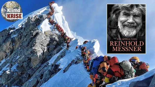 Der Bergsteiger-Stau auf dem Dach der Erde sorgte weltweit für großes Entsetzen. In seinem neuen Buch zeigt Reinhold Messner die alpinen Umweltsünden auf. (Bild: Nirmal Purja, beneventobooks.com)