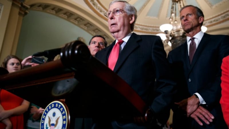 Der Mehrheitsführer der Republikaner im Senat, Mitch McConnell, will das Impeachment-Verfahren blockieren. (Bild: AP)