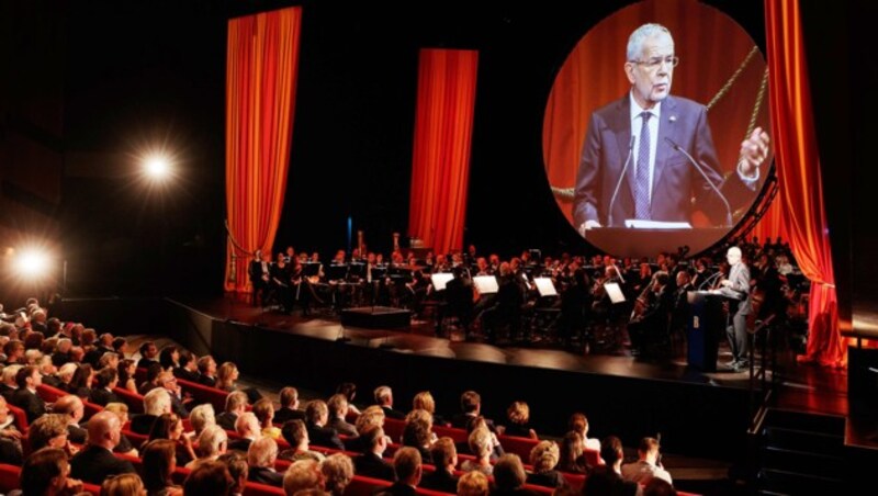 Alexander Van der Bellen bei seiner umjubelten Rede (Bild: APA/BUNDESHEER/PETER LECHNER)