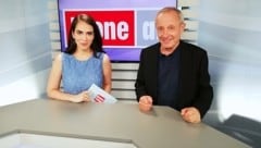 Peter Pilz im kroneTV-Studio mit Moderatorin Damita Pressl (Bild: krone.tv)