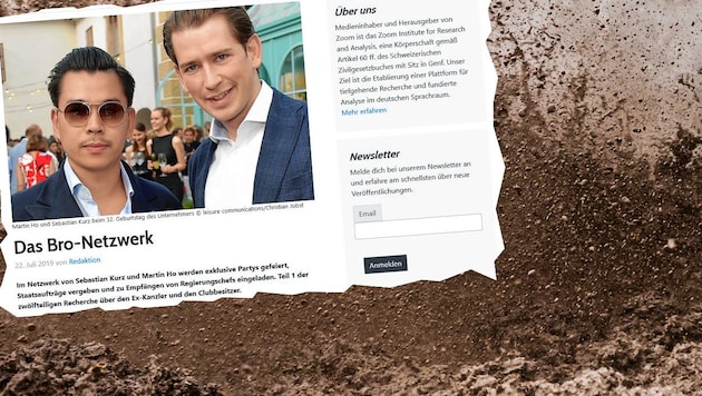 Die Website nahm Kurz und einen Wiener Unternehmer ins Visier. (Bild: stock.adobe.com; krone.at-Grafik)